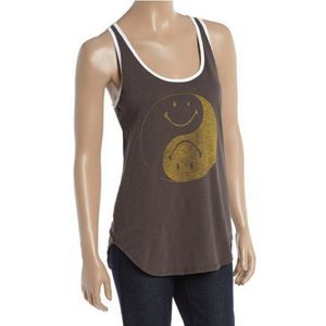 Junk Food Yin Yang Smiley Face Ringer Tank Top Size Small